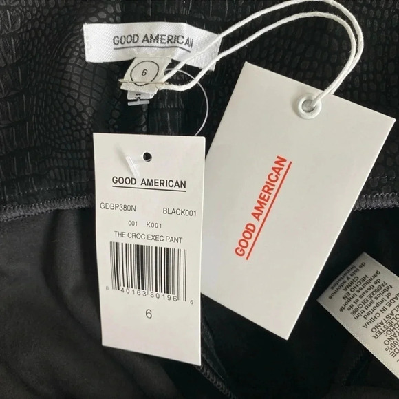 $179 NWT Good American The Croc Exec Pant Black High Waist Suede Plus Size 6 3XL - Picture 6 of 16